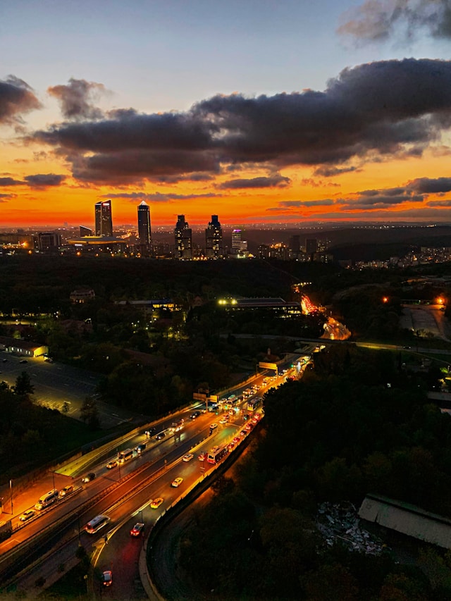 Istanbul skyline at sunset